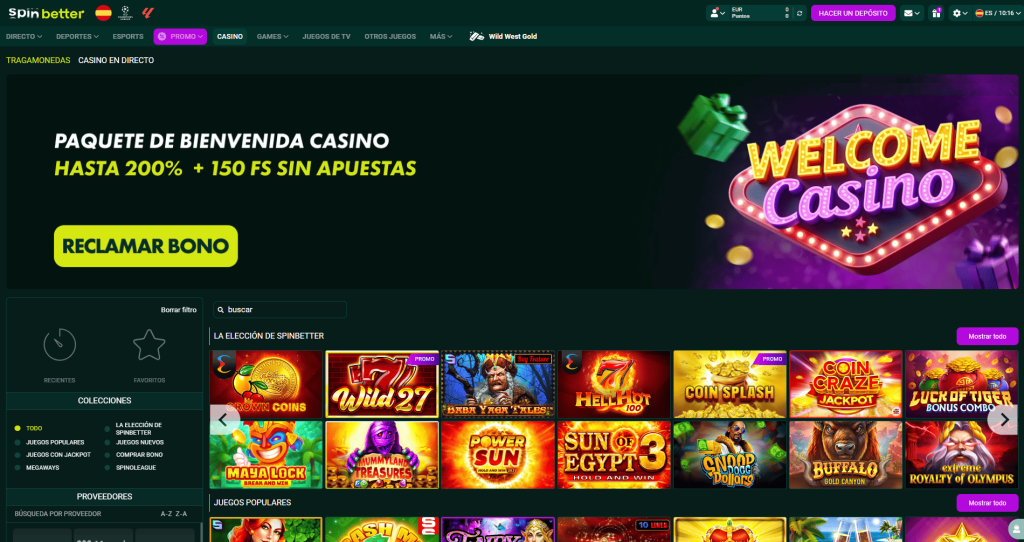 SpinBetter Casino Section