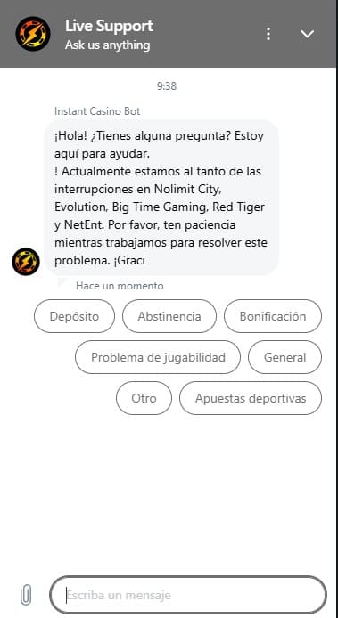 Atención al Cliente en Instant Casino