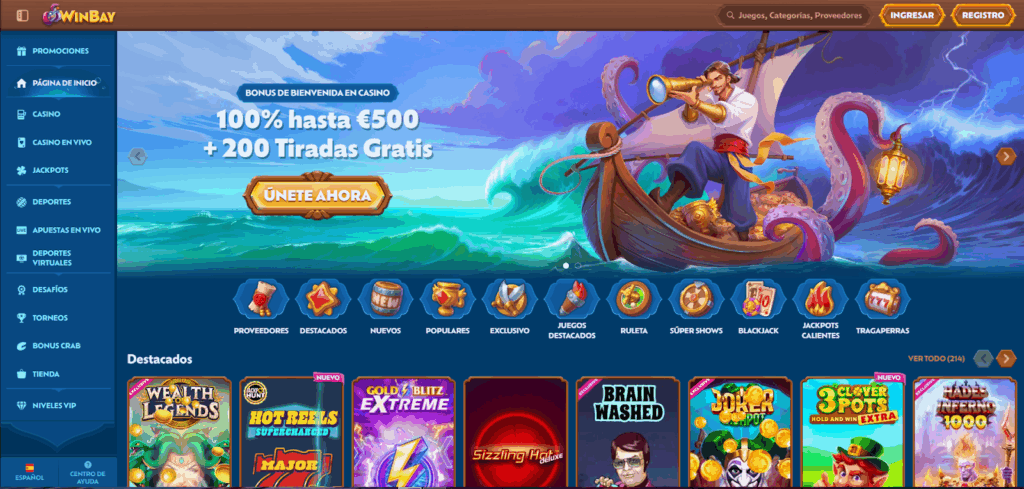 Diseño e interfaz de Winbay Casino