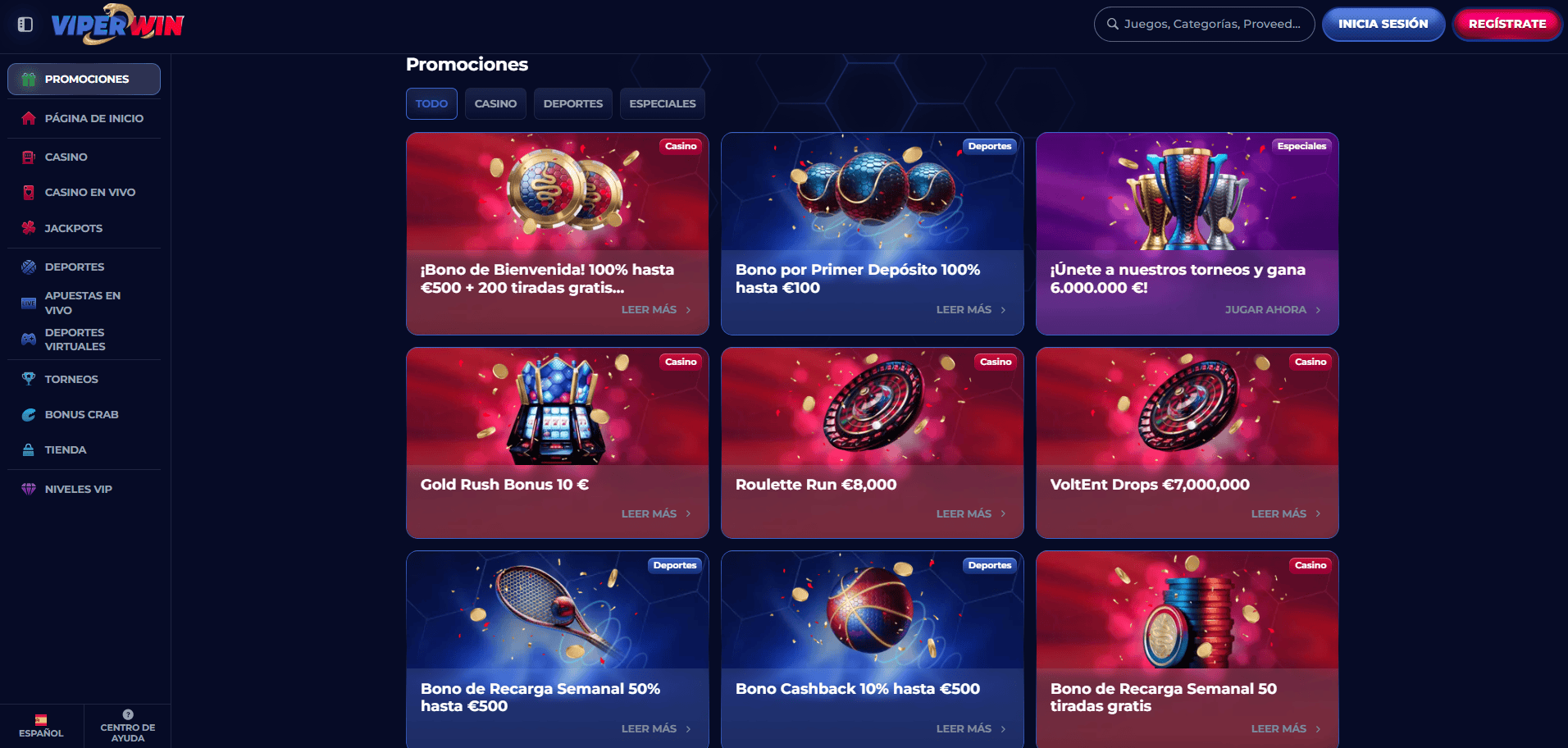 Bonos y Promociones en ViperWin