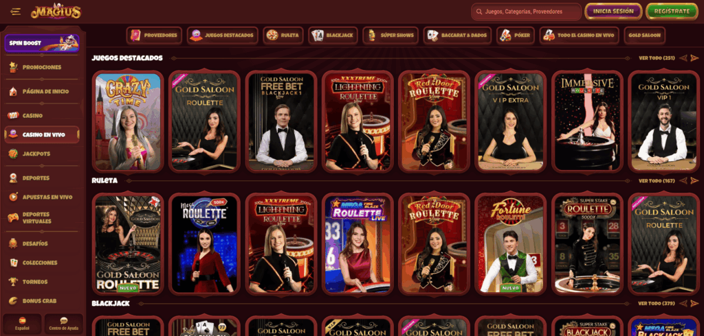 Selección de Juegos en Magius Casino
