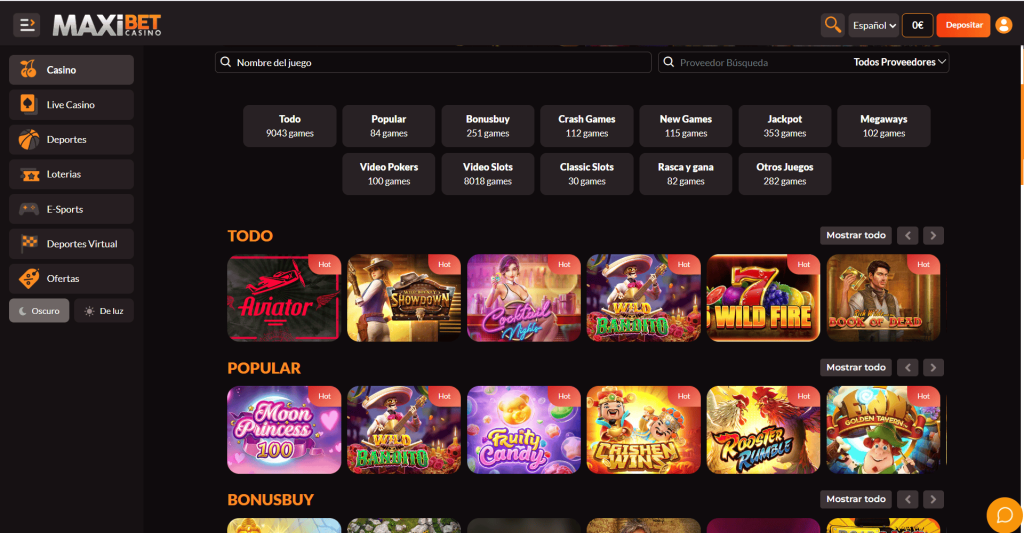 Selección de Juegos de Casino MaxiBet