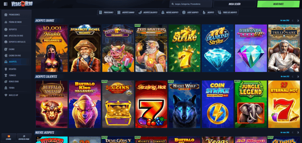 Selección de Juegos en VegasHero Casino