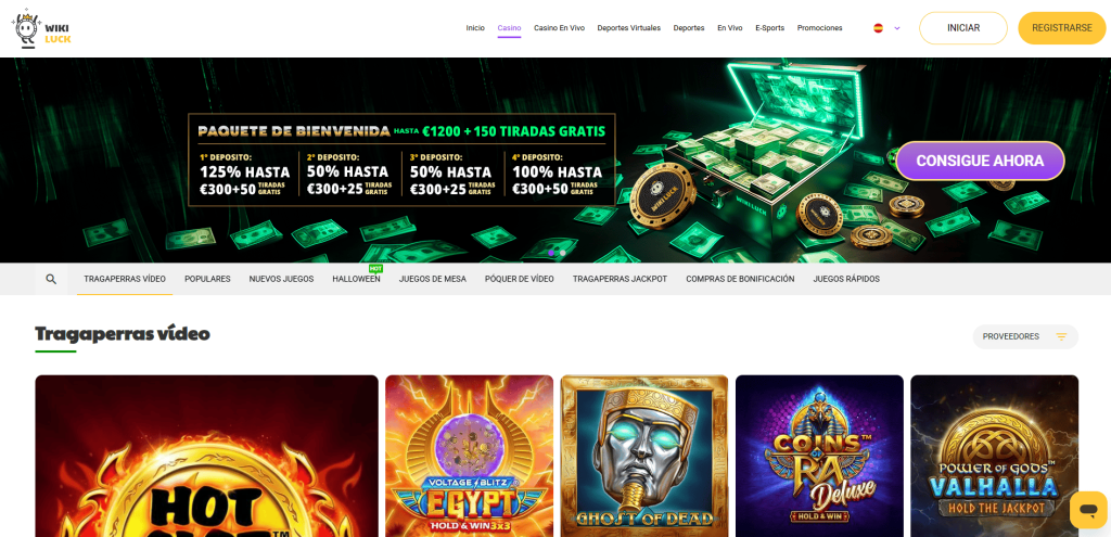 Wikiluck Casino homepage