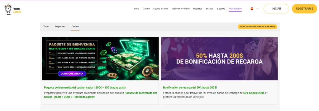 Bonos y Promociones en WikiLuck